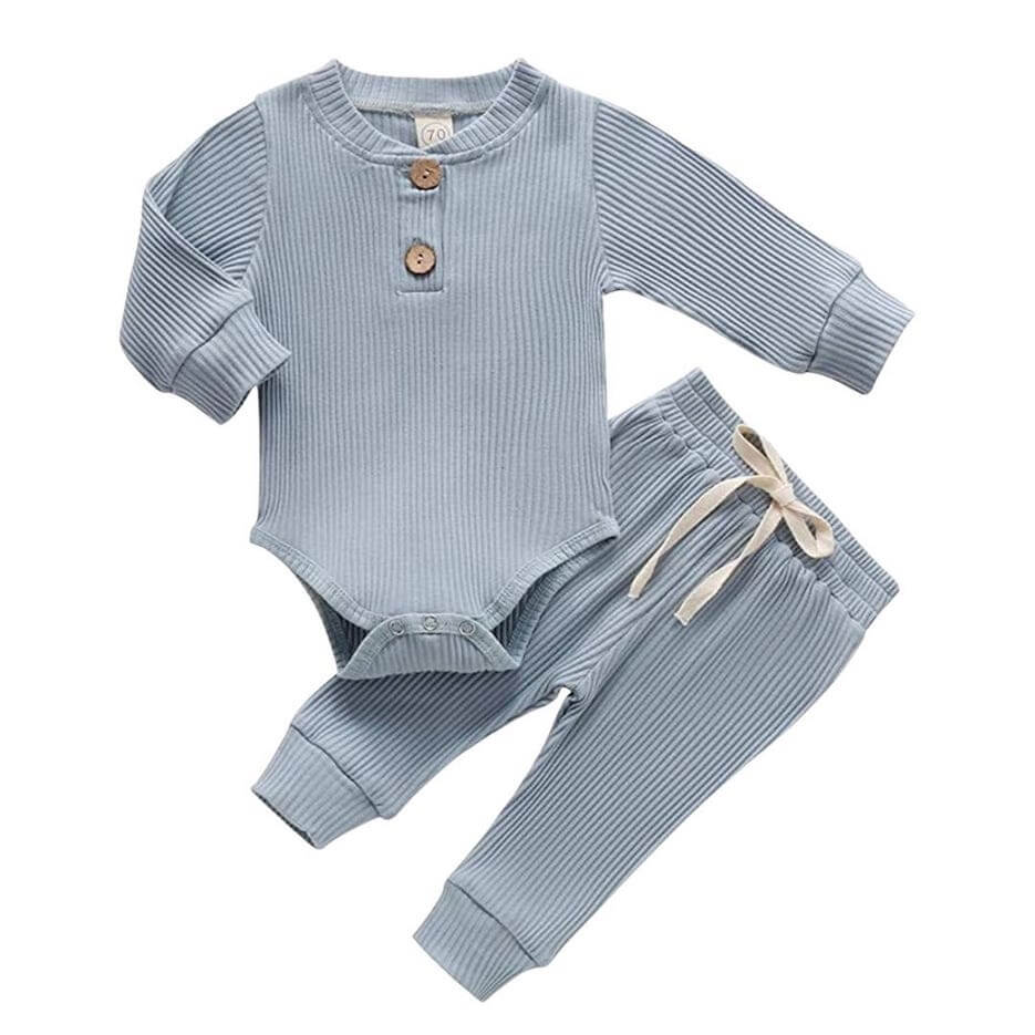 Ribbed Bodysuit and Pants Set | Unisex Baby Set - Lulu Babe