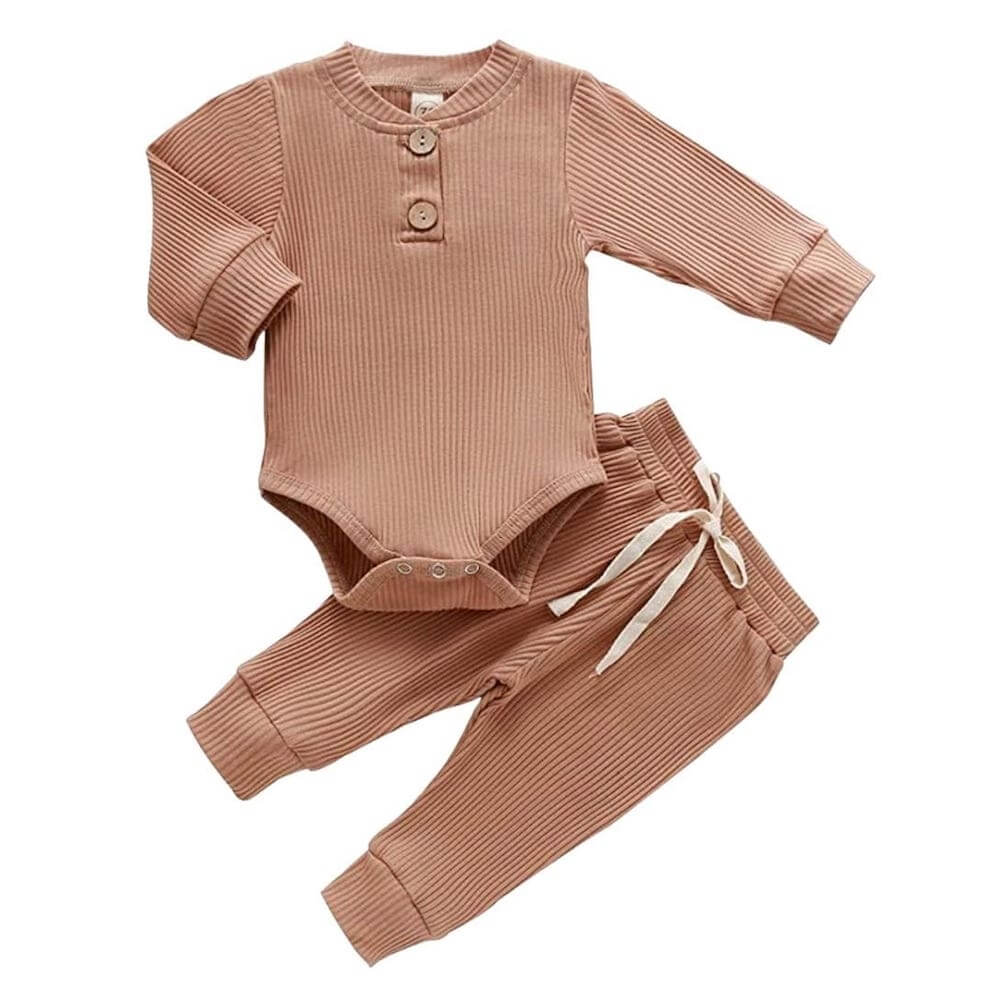Ribbed Bodysuit and Pants Set | Unisex Baby Set - Lulu Babe