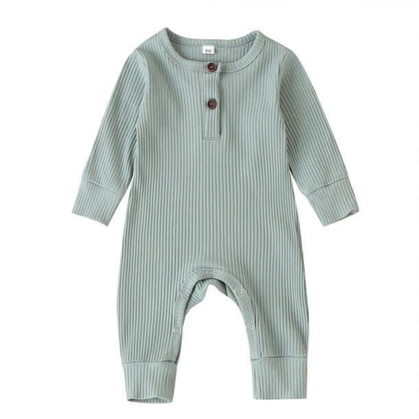 Essentials Ribbed Baby Romper | Unisex Long-Sleeve Onesie - Lulu Babe