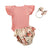 Pink & Floral Baby Girl Outfit | Bridget Ribbed Romper & Bloomer Set - Lulu Babe