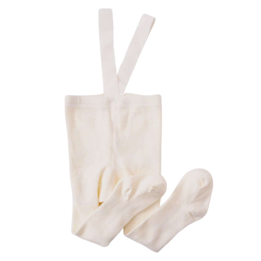 Ribbed Baby Suspender Tights White - Lulu Babe