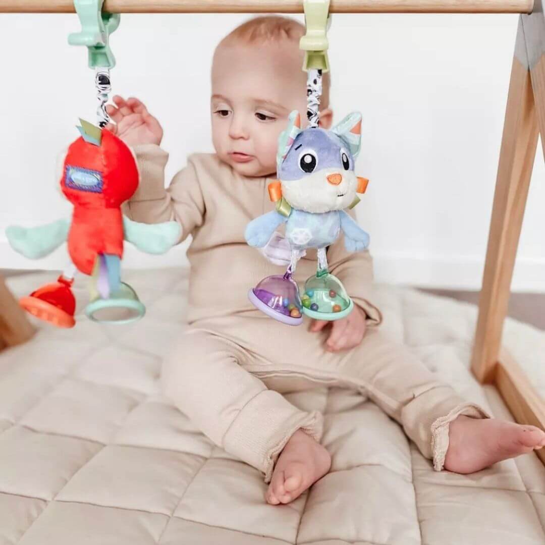 Jersey Quilted Play Mat Wheat | Round Padded Playmat for Baby