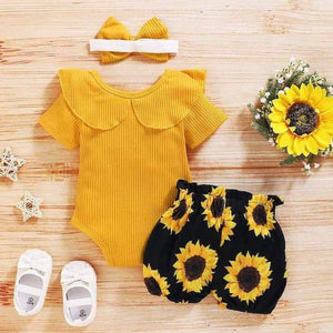 Ruffle Sunflower Set | Adorable Baby Girl Outfit - Lulu Babe