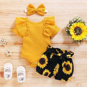 Ruffle Sunflower Set | Adorable Baby Girl Outfit - Lulu Babe