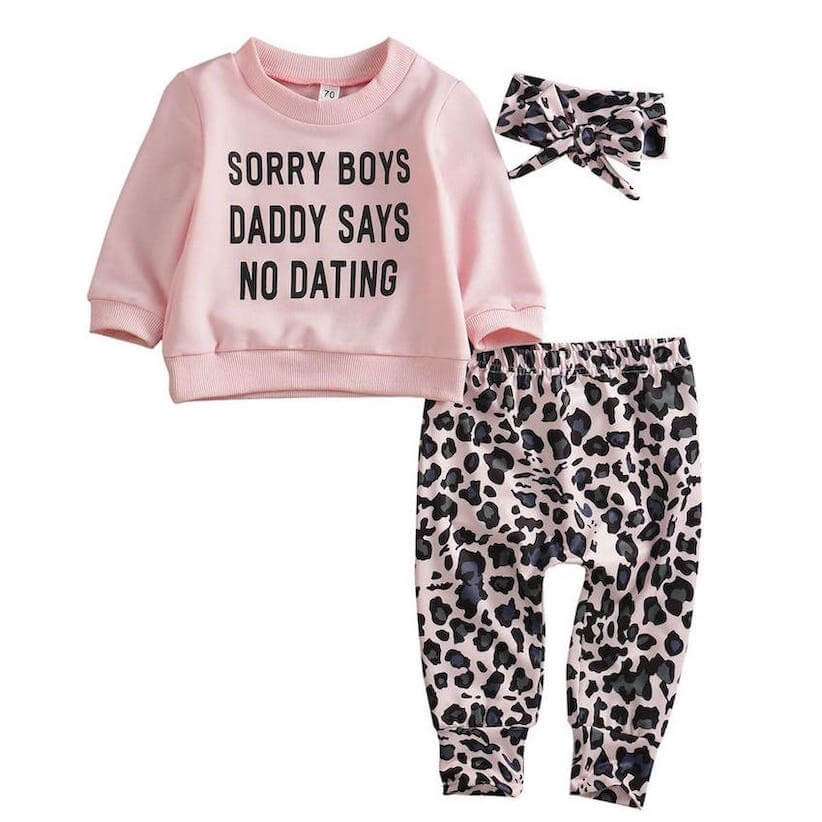 &quot;Sorry Boys Daddy Says No Dating&quot; Baby Set | Funny Baby Girl Outfit - Lulu Babe