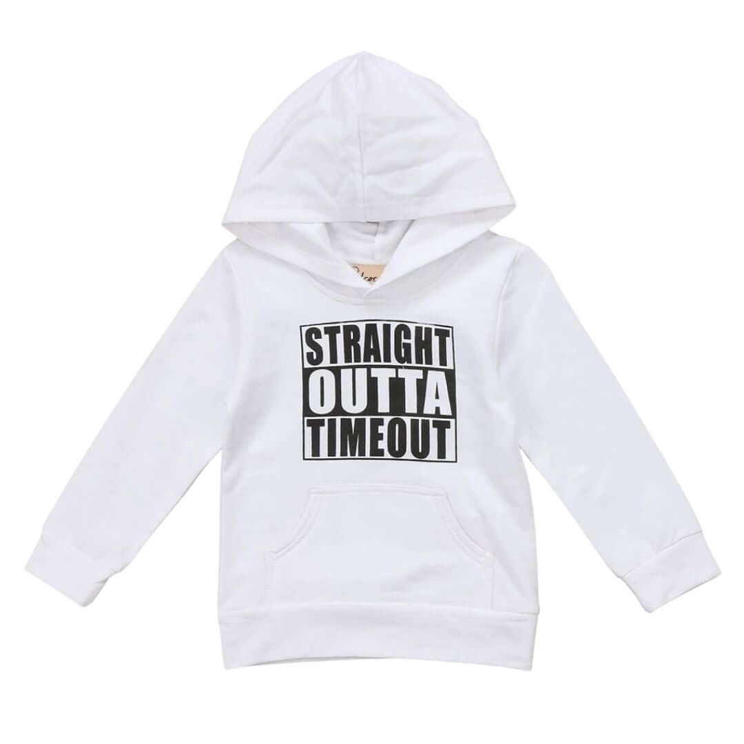 Straight Outta Timeout Hoodie | Baby &amp; Kids Pullover White - Lulu Babe