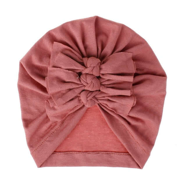 Baby girl turban with 3 front bows in dusty rose