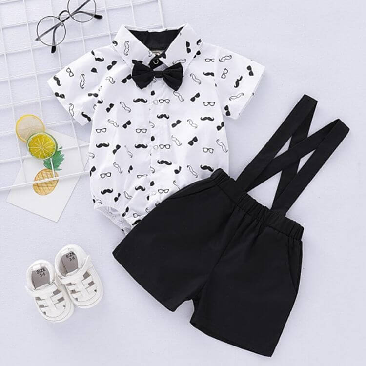 Baby Tuxedo Shorts Set | Stylish Baby Boy Formal Outfit - Lulu Babe