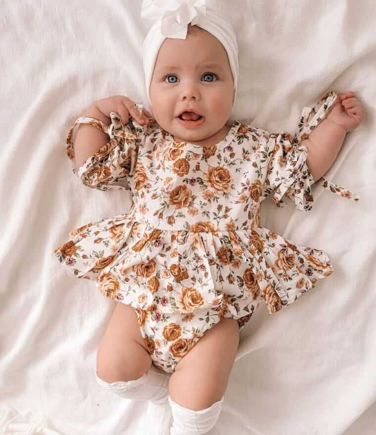 Just Born Baby Girls Vintage Floral Gown - 0-6mo