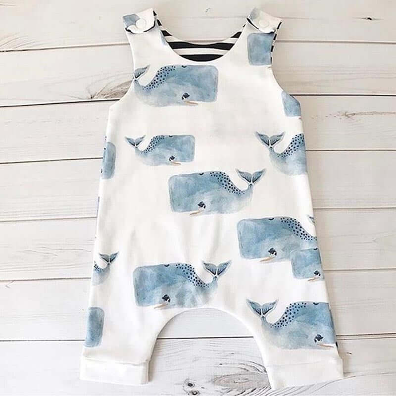 Whale sleeveless baby boy romper (in 0-6 months, 6-12 months, 12-18 month, 18-24 months & 2-3 years)