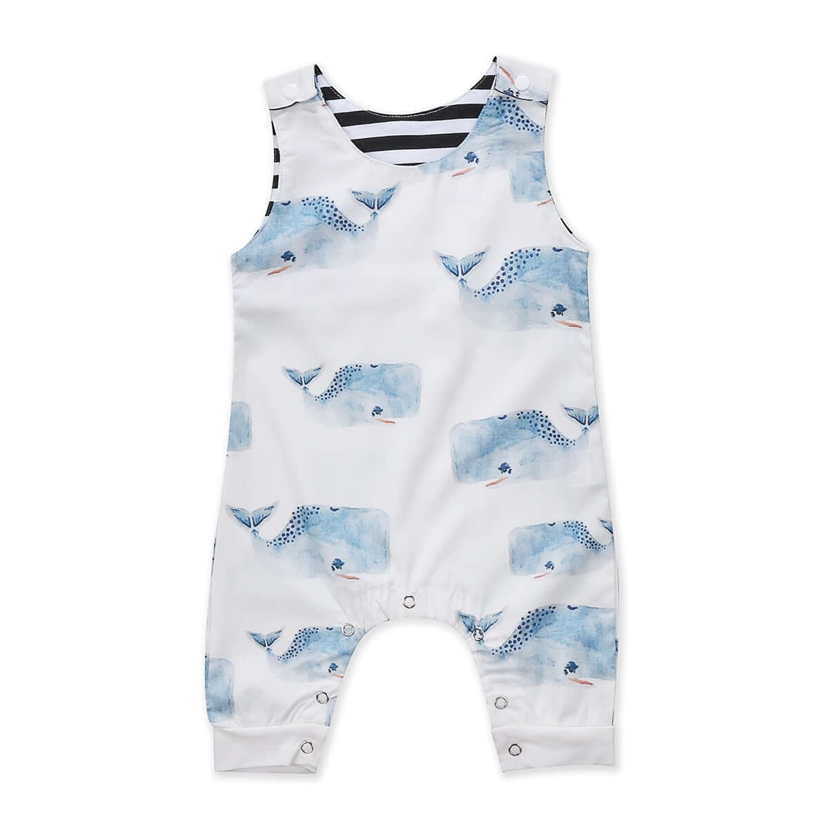 Whale Print Baby Romper | Sleeveless Baby Jumpsuit - Lulu Babe - Lulu Babe