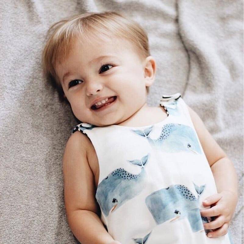 Whale sleeveless baby boy romper (in 0-6 months, 6-12 months, 12-18 month, 18-24 months & 2-3 years)