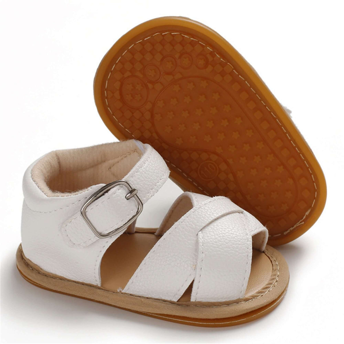 Velcro Baby Sandals White | Stylish & Easy On - Lulu Babe