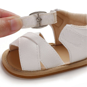 White Baby Sandals Faux Leather - Lulu Babe