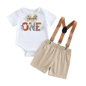 Wild One Suspender Set | Baby Boy Cake Smash Outfit - Lulu Babe