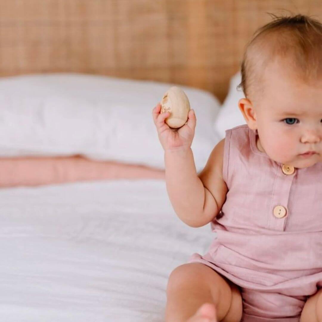 Personalised Wooden Bunny Egg Shaker | Unique Easter Baby Gift